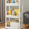 Estante pequeño con ruedas para el hogar, para snacks, de piso, multicapa, para sala de estar, con bolsa de almacenamiento, móvil, cocina, cesto para frutas y verduras