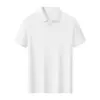 Camisa polo de manga corta, elástica y flexible, 70D 180G, tejido de doble cara, cuello sin costuras, con logo estampado, ropa de trabajo unisex