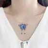 Collar con borla de mariposa azul de plata de ley S925 cadena para clavícula femenina colgante de baile exquisito accesorios de estilo antiguo