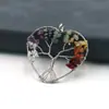 Comércio Exterior Árvore da Fortuna de Pedra Natural Sete Cores Árvore de Cascalho de Cristal Árvore da Vida Pingente Colar Envolto em Fio Acessórios de Joias DIY