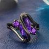 Deseo Anillo Ojo de Caballo de Gema Púrpura Europeo y Americano Más Vendido Chapado en Oro Negro Chapado en Diamante Púrpura Joyería Anillo Salida de Fábrica