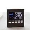 2159t Relógio Meteorológico LED Luz de Fundo Ativada por Voz Medidor de Temperatura e Umidade Doméstico Tela Colorida Calendário Perpétuo Despertador Digital Transfronteiriço
