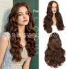 Nuevo producto de comercio exterior transfronterizo: Peluca de mujer con raya en medio, color degradado, cabello largo y rizado con ondas grandes, peluca de cabeza completa, al por mayor