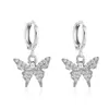 Brincos de borboleta coloridos em promoção internacional para mulheres, estilo criativo, design de nicho, gota de diamante, fivela de orelha de borboleta em óleo, atacado