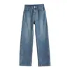 Jeans de pierna estrecha y pierna ancha de alta gama para mujer, otoño e invierno, con felpa, cintura alta, caída suelta, adelgazantes, versátiles, tipo mopa, pierna recta