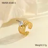 Anillo de Acero Inoxidable con Circonita Incrustada Estilo de Moda Transfronterizo Chapado en Oro de 18K Lujo Accesible Anillo de Acero de Titanio Joyería de Mano Ajustable