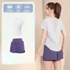 Conjunto de Roupa Esportiva Feminina de Verão com Secagem Rápida, Camiseta de Manga Curta para Corrida, Shorts Esportivos Anti-Exposição, Conjunto de Yoga