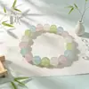 Pulsera de Ágata Calcedonia Redonda Colorida Color Caramelo Joyería con Perlas Material de Hielo Alto Accesorios de Pulsera Multitesoro Venta al por Mayor