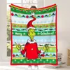 Manta Navideña de Franela Impresa Digitalmente, Manta Monstruo Verde del Grinch, Animación de Dibujos Animados, Envío Directo Disponible