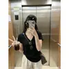 Elegante Camiseta de Manga Corta con Cuello en V para Mujer, Camisa Casual de Verano Holgada para Capas, Top Casual Versátil Estilo Coreano