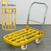 Carrinho de mão de tubo de aço carrinho de carga caminhão de carga tubo quadrado carrinho pequeno puxando mercadorias chapa de aço carrinho de plataforma reboque de quatro rodas dobrável silencioso