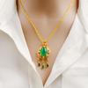 Sha Gold Explosions Pingente Étnico Clássico Étnico Tassel para Mulheres Pingente Verde Calcedônia Incrustada Artesanato de Ouro Antigo
