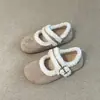 Zapatos Cómodos con Plataforma Interior de Pelo 2025 Nuevos Zapatos Birkenstock para Mujer Invierno Forrados de Lana Mary Jane con Velcro Cálidos Zapatos de Algodón