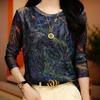 9284#2024 Gola redonda Floral Estilo Moda Elegante Manga Longa Jaqueta Camisa de Base de Malha