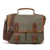 Bolsa masculina Flying Plaid vintage bolsa de lona pasta de couro de vaca Crazy Horse bolsa de ombro crossbody europeia e americana fornecimento transfronteiriço
