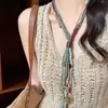 Collar Bohemian de Múltiples Capas con Borlas para Mujer, Nuevo Estilo Étnico Chino, Cadena Larga Versátil para Suéter Estilo Vacaciones