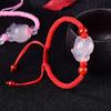 Joias Longma Joias Longma Calcedônia Rosa Natural Raposa Pulseira de Cordão Vermelho Nó de Milho Ano Novo Cordão Vermelho Atrai o Amor Verdadeiro