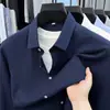 Camisa lisa de algodão para homens jovens e de meia-idade, estilo primavera e outono, confortável e amigável à pele, adequada para o trabalho diário e uso casual, camisa de manga comprida