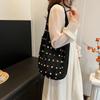 Bolsa de Palha Tecida para Mulheres, Grande Capacidade, Novo Modelo 2026, Bolsa de Ombro Versátil para Primavera e Outono, Bolsa Tote de Palha Tecida Texturizada para o Dia a Dia