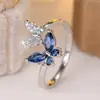 Anéis em Formato de Borboleta de Venda Quente Transfronteiriça, Anéis Abertos com Zircônia Microincrustada, Joias da Moda Estilo Europeu e Americano Atacado