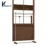 Estanterías de Exhibición para Tiendas de Ropa, Estantes de Pared para Tiendas de Ropa de Mujer, Percheros de Pie, Estanterías de Exhibición de Acero Inoxidable de Color Nogal para Tiendas de Ropa Infantil