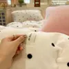 Novo conjunto de quatro peças em veludo de leite simples e espesso, com acabamento de renda triangular estilo coreano misto estilo ins, 2026