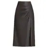 Falda de piel sintética para mujer, nueva colección otoño 2026, de talle alto, que cubre la cadera, de longitud media, elegante, ajustada al cuerpo, con abertura lateral, falda de corte recto