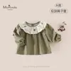 Nova Coleção de Outono: Roupa Infantil Feminina Classe A - Blusa Respirável de Bolinhas com Gola Petal Suave e Confortável para Bebês Meninas