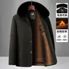 Ropa de Abrigo de Invierno con Forro de Felpa Engrosada de Longitud Media de Chenilla Lana Ropa de Abrigo Chaqueta Casual para Hombres de Edad Media y Mayores Papá