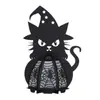 Lanterna de Papel Gato Preto de Halloween Escultura de Papel Gravada a Laser Teia de Aranha Preta 3D Luz Noturna Abajur de Papel Oco