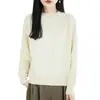 Suéter tejido de punto grueso con cuello medio alto 100% algodón puro premium para mujer, jersey holgado, camiseta base cálida versátil de manga larga