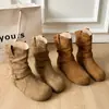Botines Retro Melard Estilo Otoño 2026 para Mujer con Tacón Oculto, Estilo Vaquero Fruncido, Botines Cortos de Moda