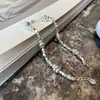 Pulseira S925 Prata Esterlina com Design de Rombos Geométricos e Textura de Contas de Fio de Prata - Design de Nicho para Mulheres