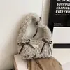 Bolsas de Pelúcia Outono e Inverno, Grande Capacidade, Bolsas de Pelúcia Fofas para Meninas com Alto Acabamento, Decoração de Laço, Bolsas de Ombro Versáteis