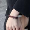 Pulsera ins de nuevo estilo chino de cristal granate rojo vino multicírculo para hombres y mujeres pulsera de turmalina joyería al por mayor