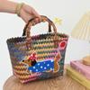 Bolso Tejido a Mano de Dachshund de Gran Capacidad Cesta de Verduras Bolso de Mimbre de Ratán Plástico Varios Tamaños Bolsa de Verduras para Mujer