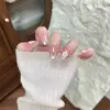 Xiaohongshu Mesmo Estilo Unhas Postiças Florais de Verão Longas de Comprimento Médio Adesivos para Unhas Pontas de Unha Unhas Vestíveis