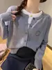 Cardigã de Tricô Feminino Roupa para o Início do Outono Novo Estilo Vestido Camisola de Outono Peça Externa Top Fino