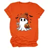 Loja independente Amazon Wish chapéu de inverno feminino fofo e divertido camiseta gola redonda manga curta fantasma milk tea abóbora morcego