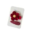 Novo Estilo Coreano Tecido Vermelho Doce Flor Grampo de Cabelo Feito à Mão Infantil Lateral Franja Clip Acessórios de Cabelo Versáteis