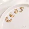 Brinco Pingente Estrela e Lua de Zircônia Banhado a Ouro 14K Ramo com Pássaro Cantando e Videira Florada Pingente DIY Colar Artesanal Acessórios de Joia