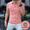 Camisa polo de manga corta para hombre, seda helada, con cuentas de algodón, cuello de solapa, manga media, nueva de verano, para hombre, combinable, corte ajustado, moda para jóvenes y personas de mediana edad