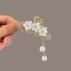 Pinza para el cabello de flor para mujer, parte posterior de la cabeza, pinza de tiburón para coleta, pinza pequeña para sujetar, cabello recogido a la mitad, accesorios para el cabello de alta gama 2025