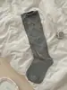 Calcetines largos lisos apilados estilo pasarela, calcetines finos para pantorrilla de chica estilo ballet JK con lazos estilo coreano