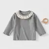 Blusa Infantil de Manga Longa Princesa Doce, Tecido Grau A, Confortável, com Acabamento em Renda, Novo Estilo Primavera/Outono