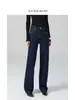 Jeans skinny reto de cintura alta com elasticidade em quatro direções para mulheres, denim cru, versátil para o trabalho, modelagem que emagrece, 26 novo estilo outono, calça batata frita