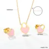 Brincos Colar Coração Zircônia Pérola Novos Japonês Coreano Transfronteiriços Conjunto de Joias Pingente Moda Simples Luxo Leve Nicho
