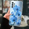 Adequado para capa de celular Samsung S25Ultra A16 capa protetora S24 azul elegante floral TPU capa macia S26PLUS