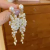 Pendientes de Borla de Uva de Flor de Aguja Plateada Estilo Bosque Tachuelas de Moda Pendientes de Lujo Ligero de Gama Alta con Sentido de Diseño Nicho