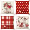 Amazon Día de San Valentín Funda de Almohada Estampado de Lino Pareja Transfronterizo Hogar Sala de Estar Funda para Cojín de Sofá Estilo Nórdico